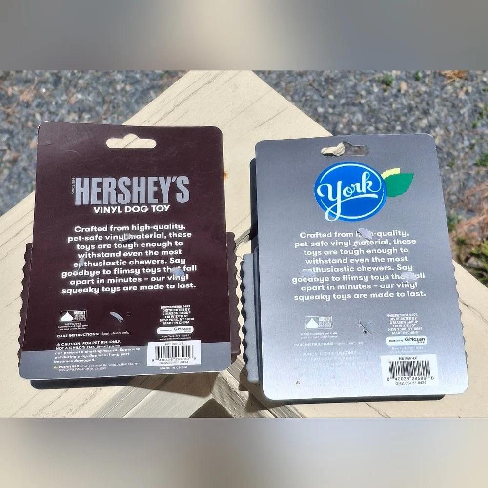 Set Of Two Hershey's and York Vinyl Dog Squeaky Toys